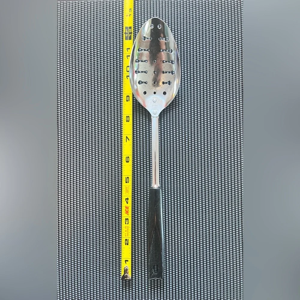 Vintage EKCO USA Metal Slotted Keyhole Serving Spoon 12